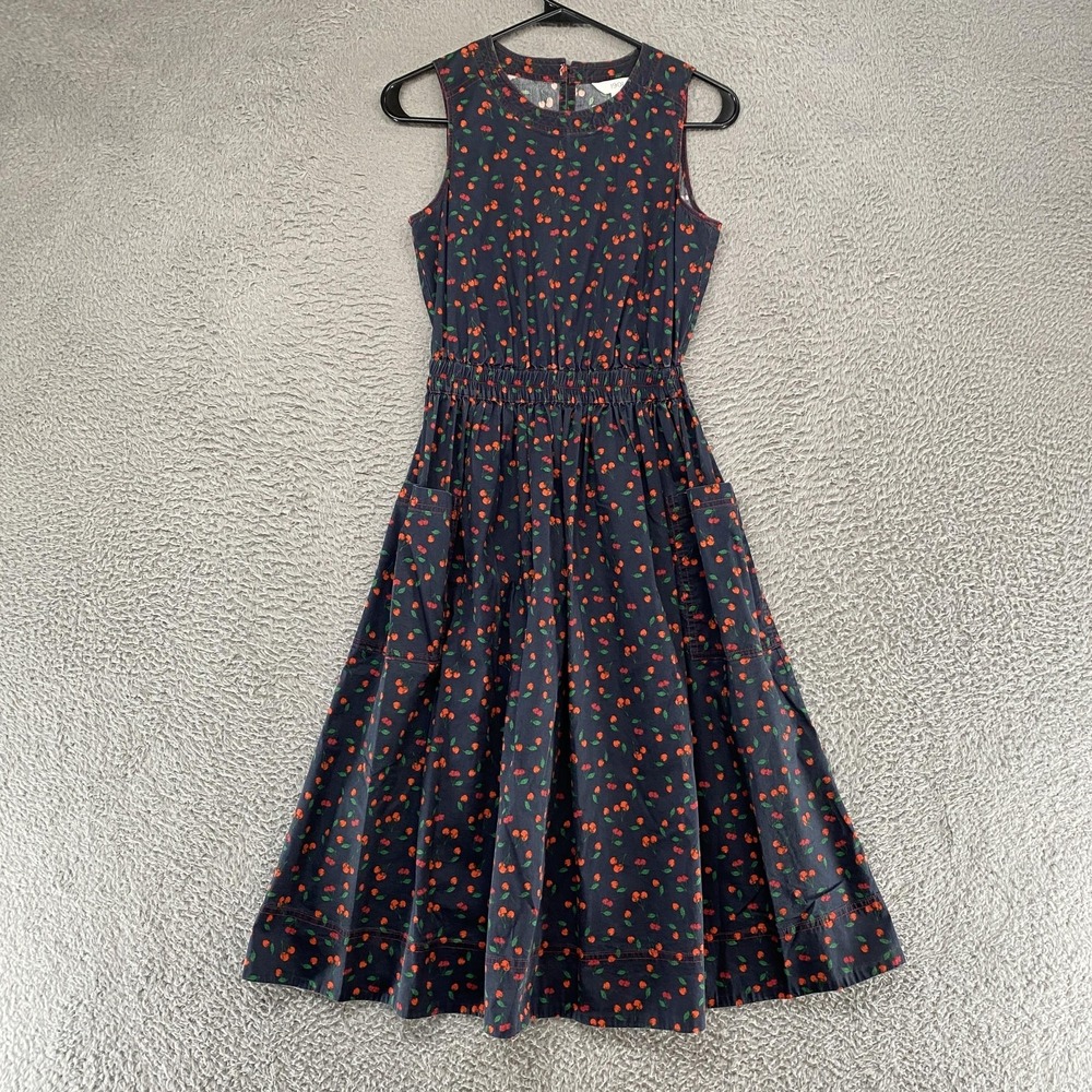 1901 Dress‎ Womens XXS Petite Cherry Fit Flare Midi Retro Rockabilly Sundress